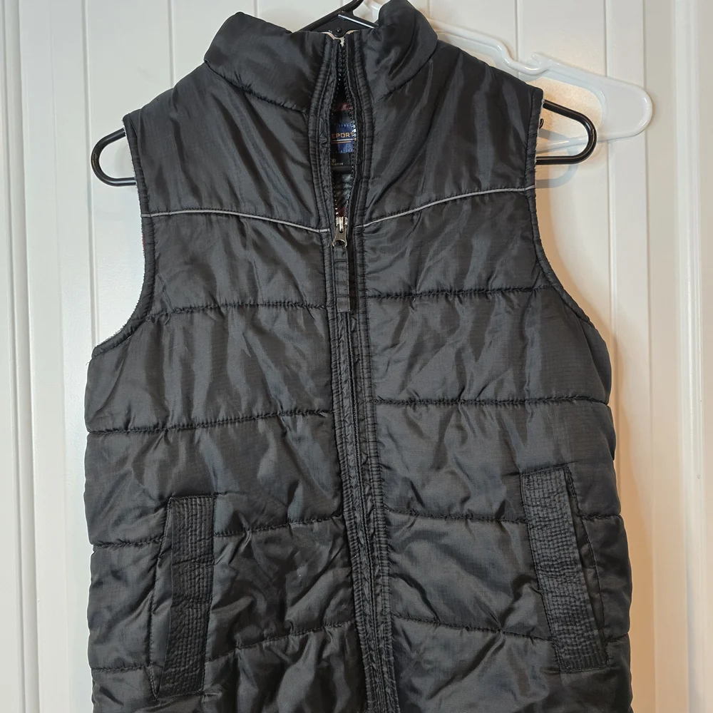 Weathersport Women's Black Quilted Vest Fleece Lined Filled Sz S 8